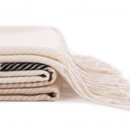 cream colored scarf w/black stripe